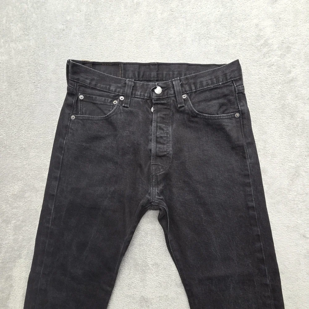 Levis 501 Jeans Mens Measured 30x29 Black Straight Stretch Classic Fit